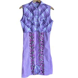 Patchwork Duster: Upcycled Boho Dress, Violet Spring Jacket (Size Small)